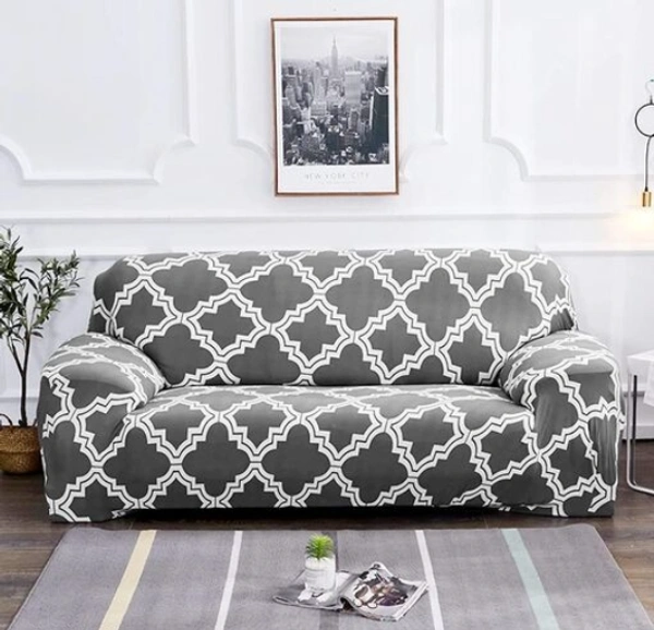 Universal Single Seater Sofa Cover Big Elasticity Cover for Couch Flexible Stretch Polyster Sofa Slipcover (Single Seater,Grey Diamond) - Grey, Polyster, Elastic, Multipack Of 1